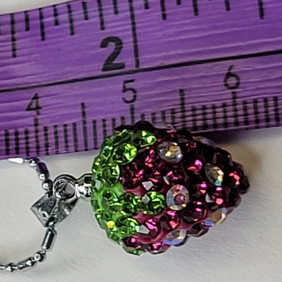 Kids Teens Purple Strawberry Pendant with Swaroski elements ON Silver Chain - Picture 5 of 14